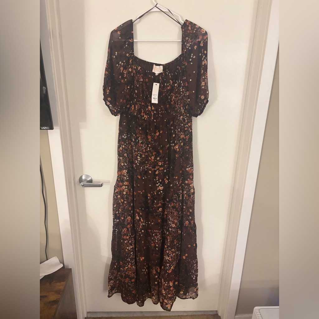 Francesca's Collections Burgundy Floral Dress